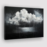 White Cloud Raining Oil Painting vintage Dark Art, Canvas Print Wall Art Decor, Landscape Art Print