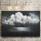 White Cloud Raining Oil Painting vintage Dark Art, Canvas Print Wall Art Decor, Landscape Art Print