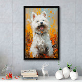 White Samoyed Dog, Dog Pet Lover Painting, Pet Lover Art, Framed Canvas Prints Wall Art Decor, Floating Frame