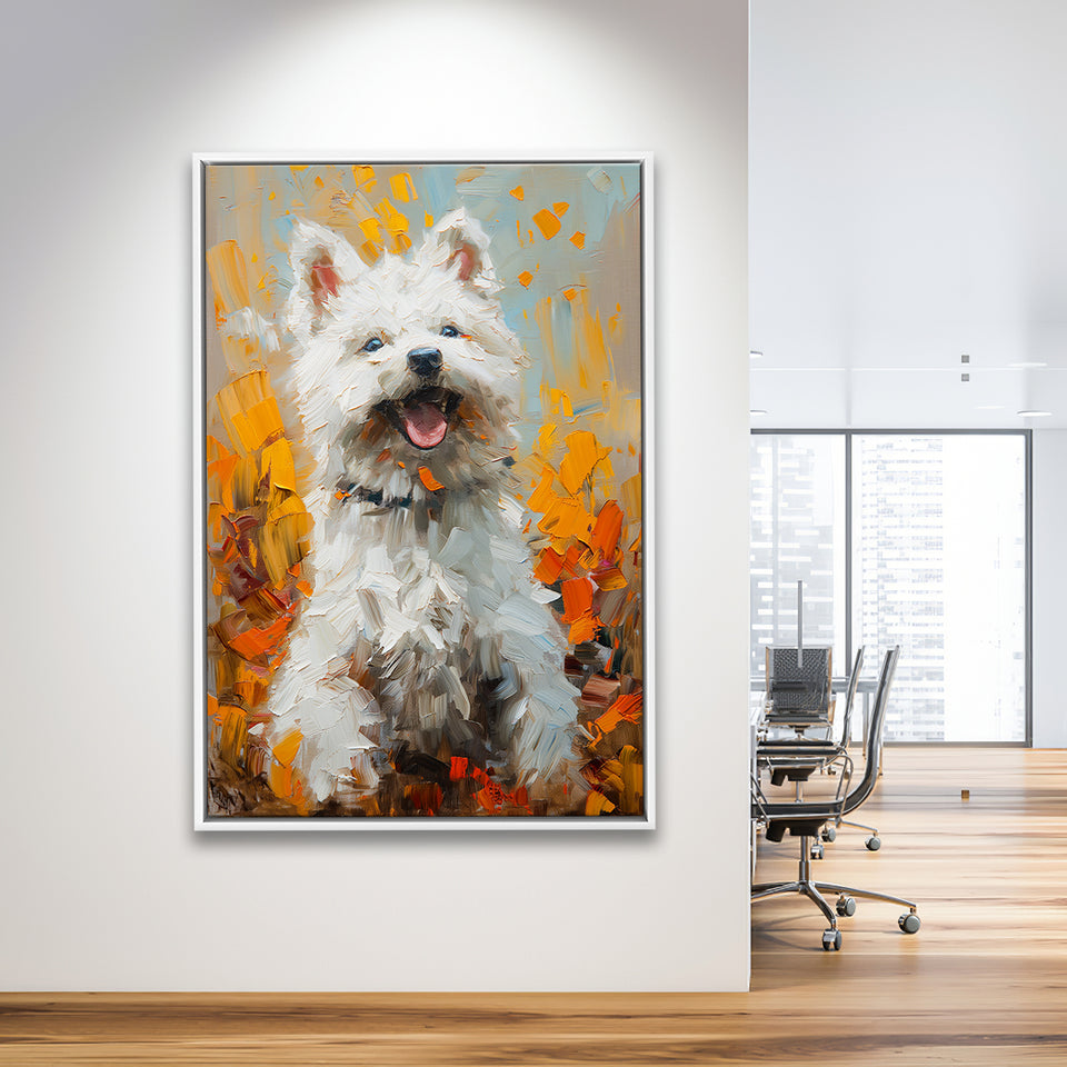 White Samoyed Dog, Dog Pet Lover Painting, Pet Lover Art, Framed Canvas Prints Wall Art Decor, Floating Frame