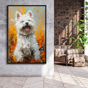 White Samoyed Dog, Dog Pet Lover Painting, Pet Lover Art, Framed Canvas Prints Wall Art Decor, Floating Frame