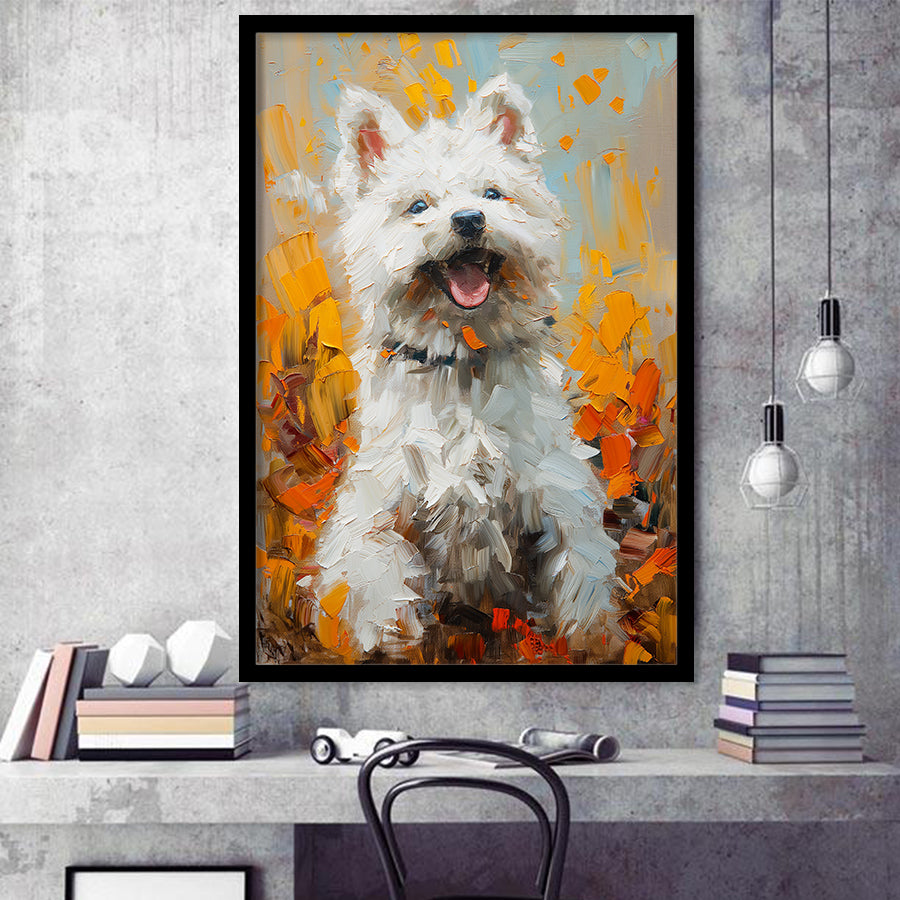 White Samoyed Dog, Dog Pet Lover Painting, Pet Lover Art, Framed Art Prints Wall Art Decor, Framed Picture Print