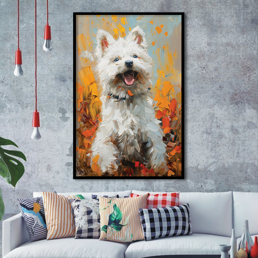 White Samoyed Dog, Dog Pet Lover Painting, Pet Lover Art, Framed Art Prints Wall Art Decor, Framed Picture Print