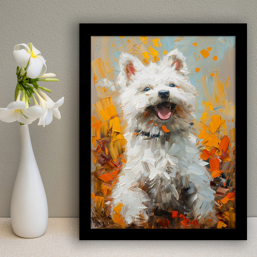 White Samoyed Dog, Dog Pet Lover Painting, Pet Lover Art, Framed Art Prints Wall Art Decor, Framed Picture Print