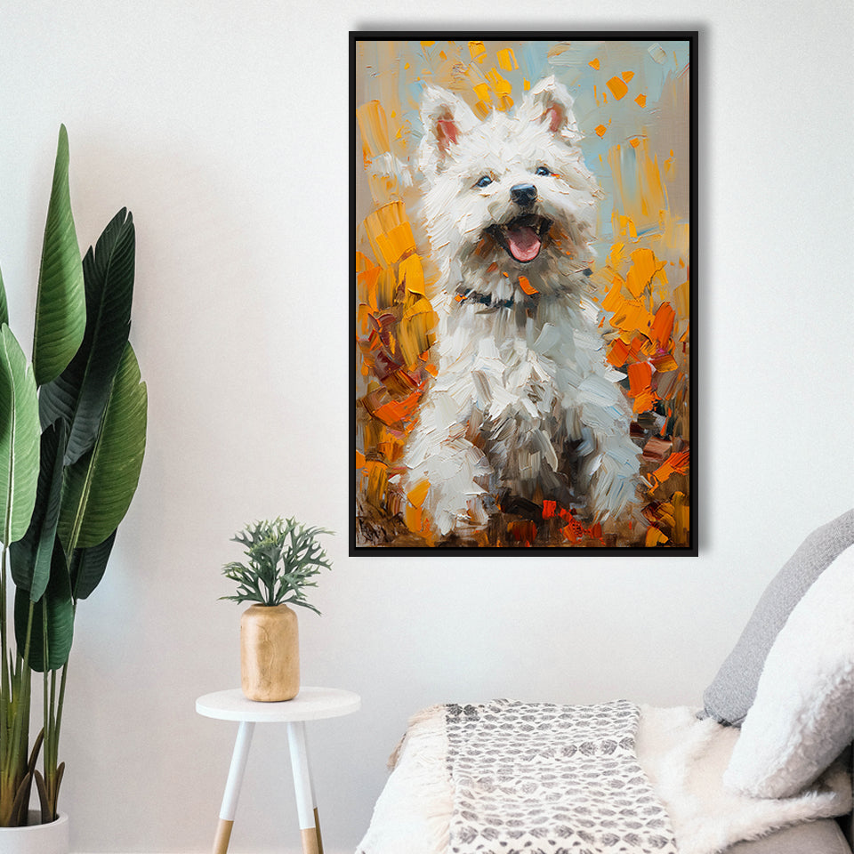 White Samoyed Dog, Dog Pet Lover Painting, Pet Lover Art, Framed Canvas Prints Wall Art Decor, Floating Frame