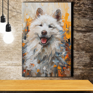 White Samoyed Dog, Dog Portrait Oil Painting, Pet Lover Art, Canvas Prints Wall Art Decor, Painting Canvas