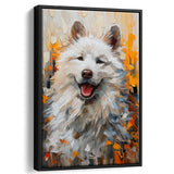 White Samoyed Dog, Dog Portrait Oil Painting, Pet Lover Art, Framed Canvas Prints Wall Art Decor, Floating Frame