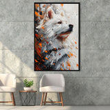 White Samoyed  Portrait, Dog Oil Painting, Pet Lover Art, Framed Canvas Prints Wall Art Decor, Floating Frame