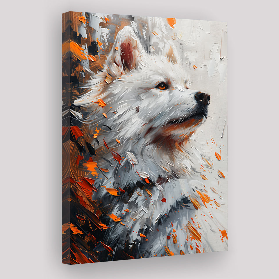 White Samoyed  Portrait, Dog Oil Painting, Pet Lover Art, Canvas Prints Wall Art Decor, Painting Canvas