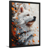 White Samoyed  Portrait, Dog Oil Painting, Pet Lover Art, Framed Art Prints Wall Art Decor, Framed Picture Print