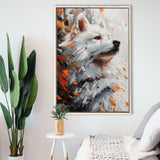 White Samoyed  Portrait, Dog Oil Painting, Pet Lover Art, Framed Canvas Prints Wall Art Decor, Floating Frame