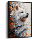 White Samoyed  Portrait, Dog Oil Painting, Pet Lover Art, Framed Canvas Prints Wall Art Decor, Floating Frame