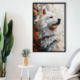 White Samoyed  Portrait, Dog Oil Painting, Pet Lover Art, Framed Canvas Prints Wall Art Decor, Floating Frame