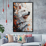 White Samoyed  Portrait, Dog Oil Painting, Pet Lover Art, Framed Art Prints Wall Art Decor, Framed Picture Print