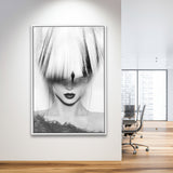 Mystical Woman Abstract Black And White, Framed Canvas Prints Wall Art Home Decor,Floating Frame, Ready to Hang