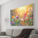 Wildflower in sunser, Bright Floral Art, Canvas Print Wall Art Home Decor, Painting Canvas Art Print