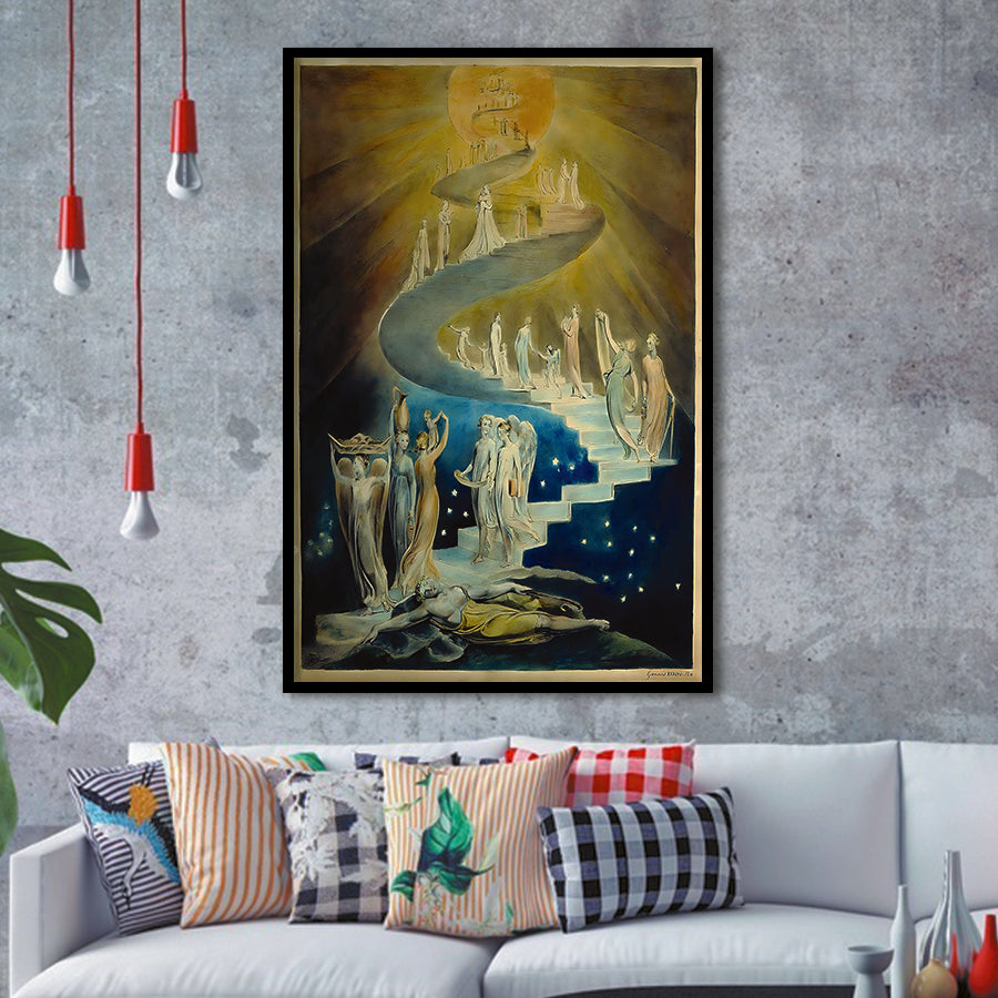William Blake Wall Art Jacob'S Ladder Fine Art Print, Home Decor,Framed Art Prints Wall Decor, Picture Framed