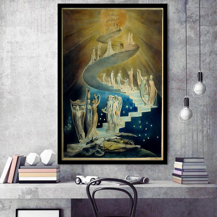 William Blake Wall Art Jacob'S Ladder Fine Art Print, Home Decor,Framed Art Prints Wall Decor, Picture Framed