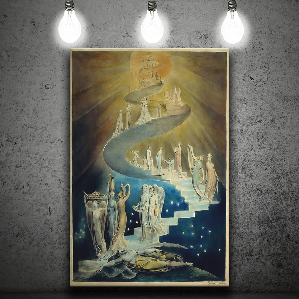William Blake Canvas Wall Art Jacob'S Ladder Fine Art Print, Home Decor, Canvas Painting, Canvas Print Wall Art Decor