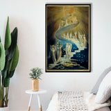 William Blake Canvas Wall Art Jacob'S Ladder Fine Art Print,Framed Canvas Prints Wall Art Decor, Floating Frame