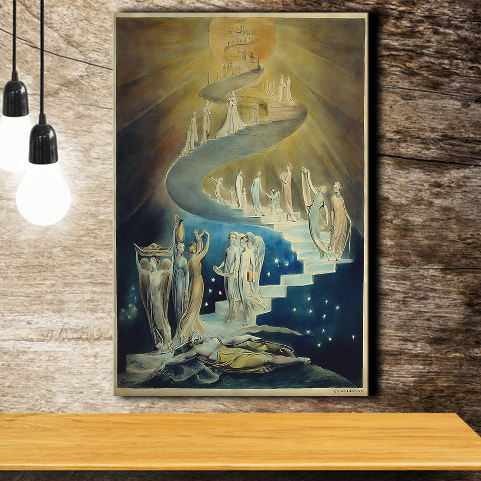 William Blake Canvas Wall Art Jacob'S Ladder Fine Art Print, Home Decor, Canvas Painting, Canvas Print Wall Art Decor