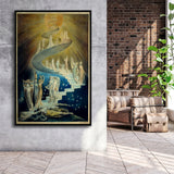 William Blake Canvas Wall Art Jacob'S Ladder Fine Art Print,Framed Canvas Prints Wall Art Decor, Floating Frame
