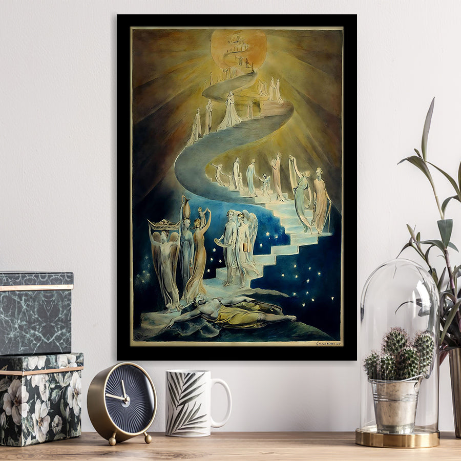 William Blake Wall Art Jacob'S Ladder Fine Art Print, Home Decor,Framed Art Prints Wall Decor, Picture Framed