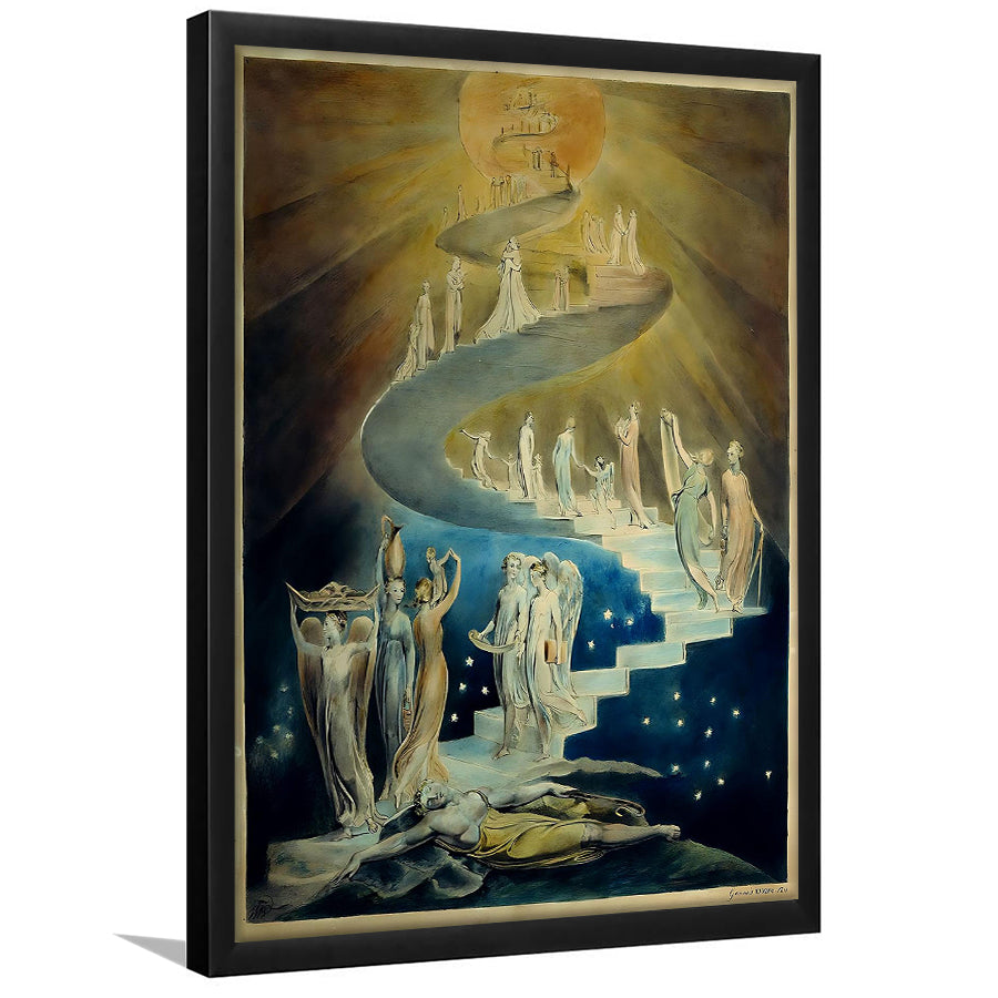 William Blake Wall Art Jacob'S Ladder Fine Art Print, Home Decor,Framed Art Prints Wall Decor, Picture Framed