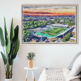 William Dick Price Stadium WaterColor Framed Canvas Prints, Norfolk Virginia Watercolor, Stadium Art Gifts, Floating Frame