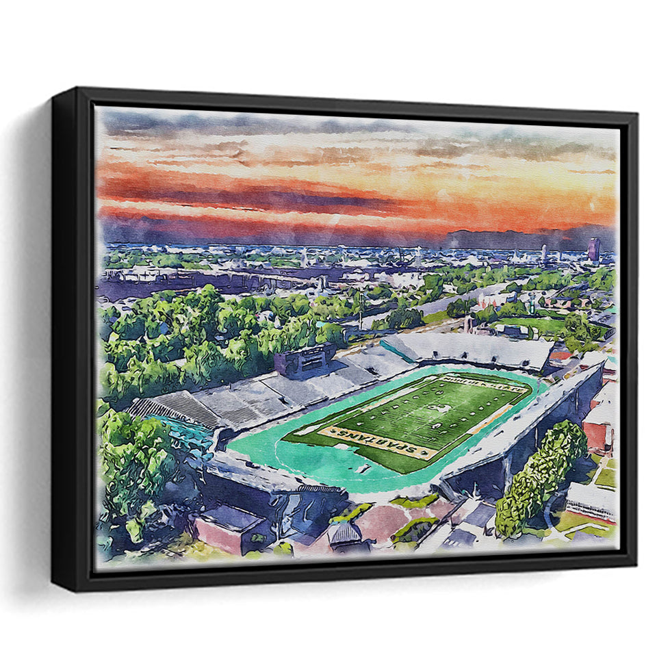 William Dick Price Stadium WaterColor Framed Canvas Prints, Norfolk Virginia Watercolor, Stadium Art Gifts, Floating Frame