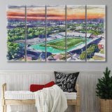 William Dick Price Stadium WaterColor 5 Panels B Mixed Canvas Prints, Extra Large, Norfolk Virginia Watercolor