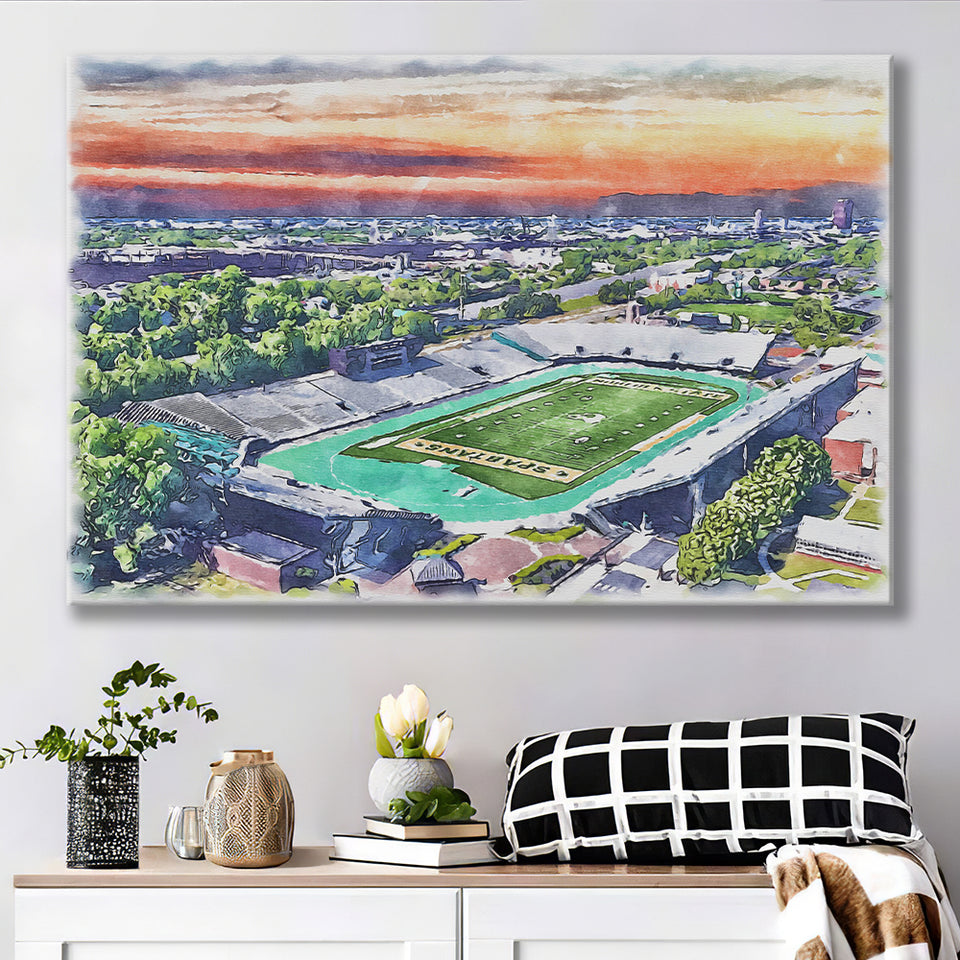 William Dick Price Stadium WaterColor Canvas Prints, Norfolk Virginia Watercolor, Stadium Art Gifts
