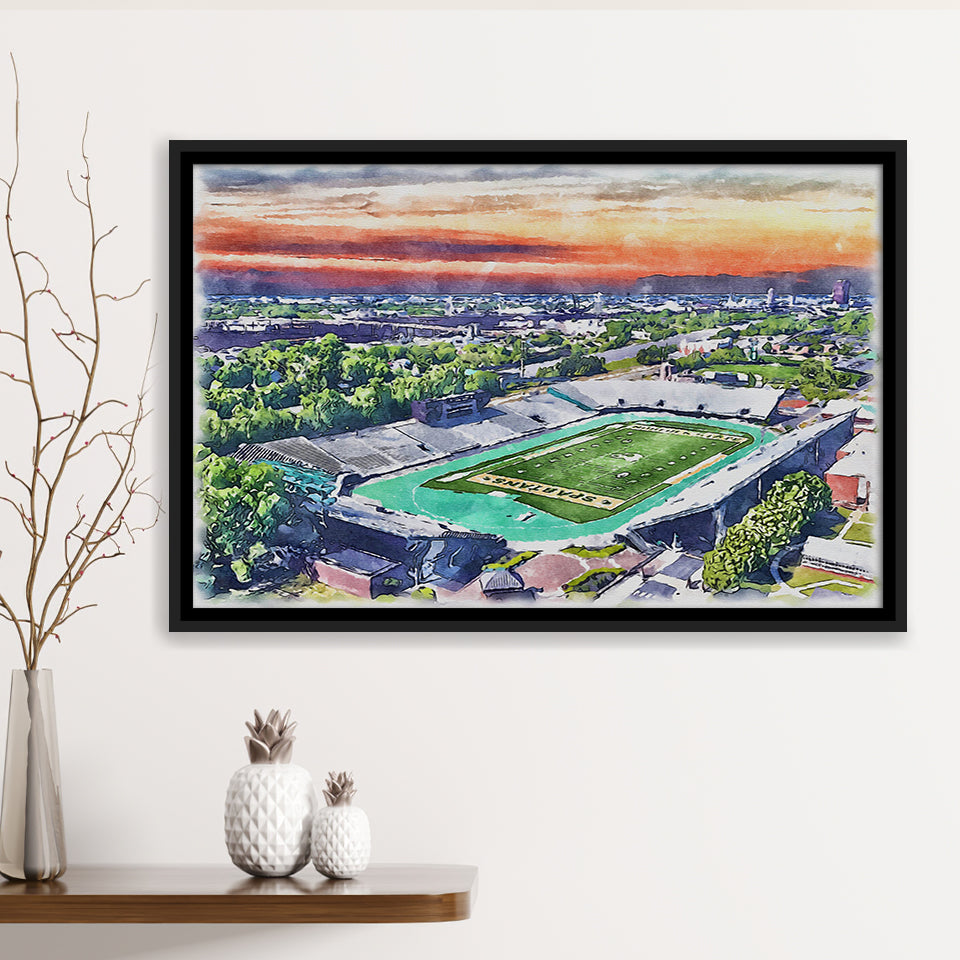 William Dick Price Stadium WaterColor Framed Canvas Prints, Norfolk Virginia Watercolor, Stadium Art Gifts, Floating Frame