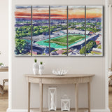 William Dick Price Stadium WaterColor 5 Panels B Mixed Canvas Prints, Extra Large, Norfolk Virginia Watercolor