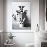 Wire Fox 1 Terrier Canvas Prints Wall Art, Funny Bathroom Decor, Terrier in Toilet