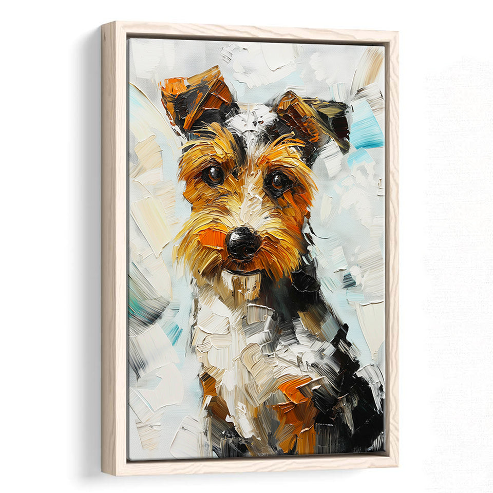 Wire Fox Terrier Cute Dog Portrait Painting, Framed Canvas Painting, Framed Canvas Prints Wall Art Decor