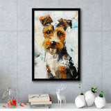 Wire Fox Terrier Cute Dog Portrait Painting, Framed Canvas Painting, Framed Canvas Prints Wall Art Decor