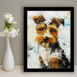 Wire Fox Terrier Cute Dog Portrait Painting, Framed Art Print Wall Decor, Framed Picture