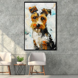Wire Fox Terrier Cute Dog Portrait Painting, Framed Canvas Painting, Framed Canvas Prints Wall Art Decor