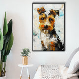 Wire Fox Terrier Cute Dog Portrait Painting, Framed Canvas Painting, Framed Canvas Prints Wall Art Decor