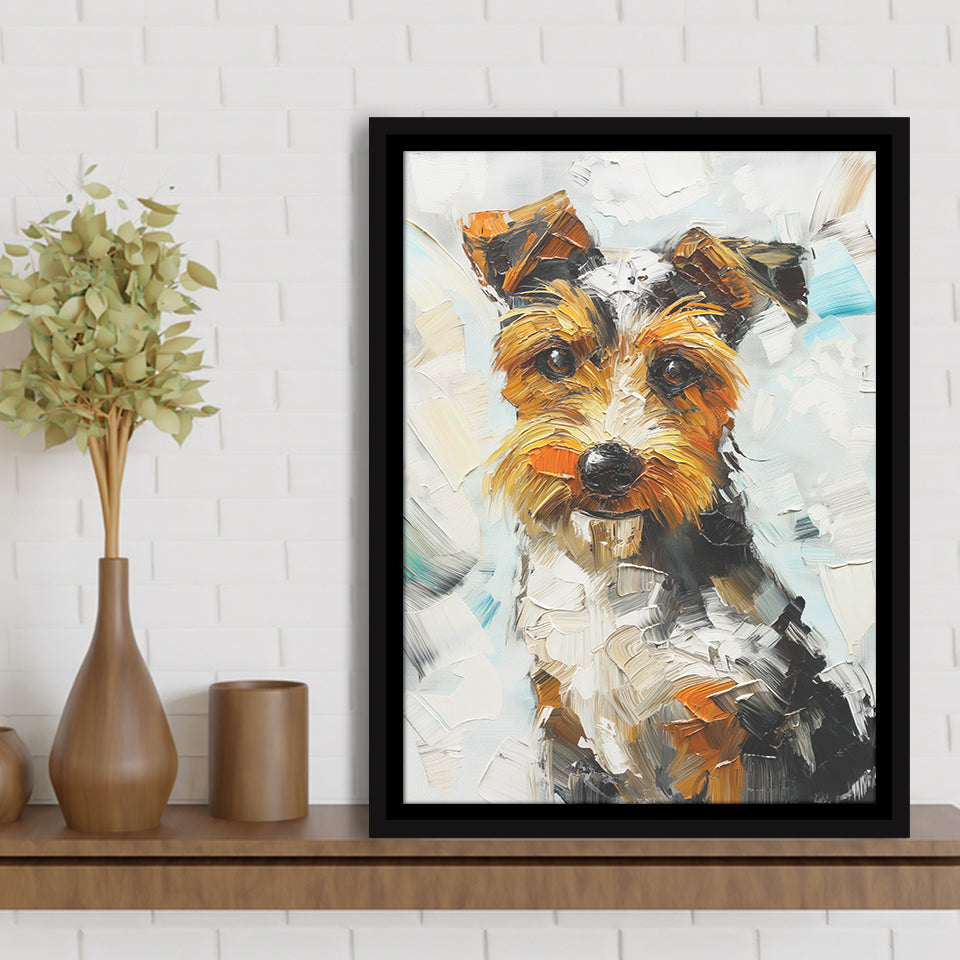 Wire Fox Terrier Cute Dog Portrait Painting, Framed Canvas Painting, Framed Canvas Prints Wall Art Decor