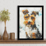 Wire Fox Terrier Cute Dog Portrait Painting, Framed Canvas Painting, Framed Canvas Prints Wall Art Decor