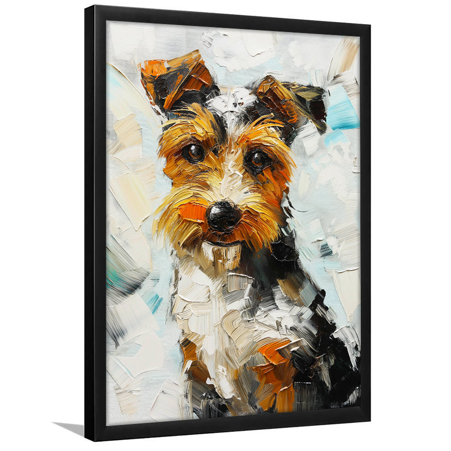 Wire Fox Terrier Cute Dog Portrait Painting, Framed Art Print Wall Decor, Framed Picture
