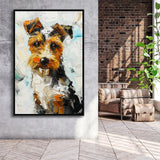 Wire Fox Terrier Cute Dog Portrait Painting, Framed Canvas Painting, Framed Canvas Prints Wall Art Decor