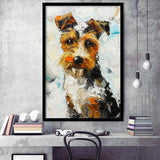 Wire Fox Terrier Cute Dog Portrait Painting, Framed Art Print Wall Decor, Framed Picture