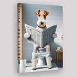 Wire Fox Terrier Canvas Prints Wall Art, Funny Bathroom Decor, Terrier in Toilet