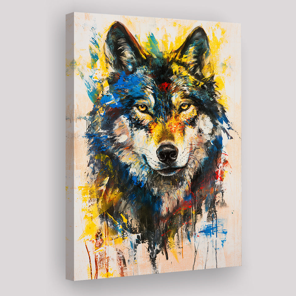 Wolf Painting Art Portrait Mixed Painting Color, Canvas Prints Wall Art Home Decor, Painting Canvas Art