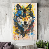 Wolf Painting Art Portrait Mixed Painting Color, Canvas Prints Wall Art Home Decor, Painting Canvas Art
