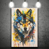 Wolf Painting Art Portrait Mixed Painting Color, Canvas Prints Wall Art Home Decor, Painting Canvas Art