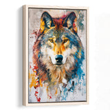 Wolf Painting Portrait Mixed Color Oil Painting, Framed Canvas Prints Wall Art Decor, Floarting Frame Painting Canvas Art